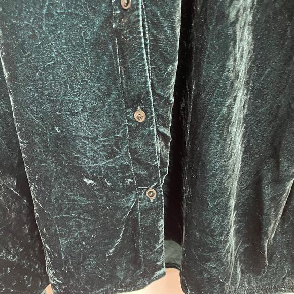 Eileen Fisher Classic Collar Long Sleeve Velvet Shirt SZ 2X Plus Sea Spray Teal - Picture 13 of 16